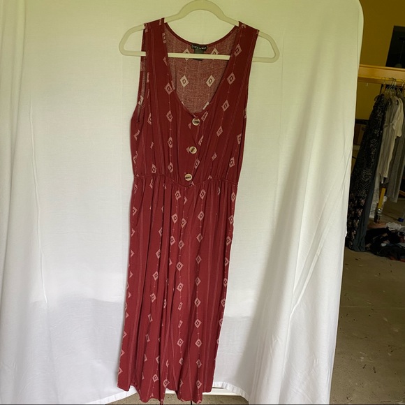Maroon and cream patterned jumpsuit - Picture 7 of 16